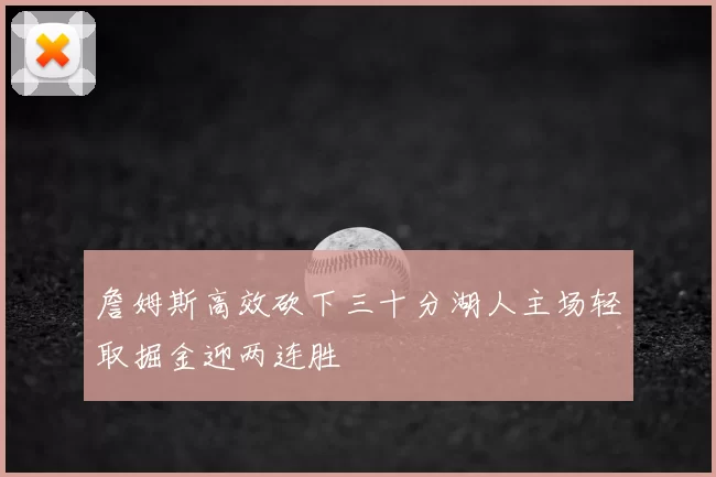 詹姆斯高效砍下三十分湖人主场轻取掘金迎两连胜